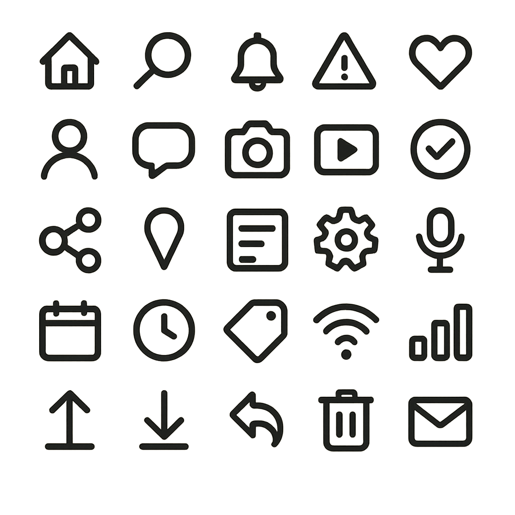 Clear and consistent iconography set for a mobile app