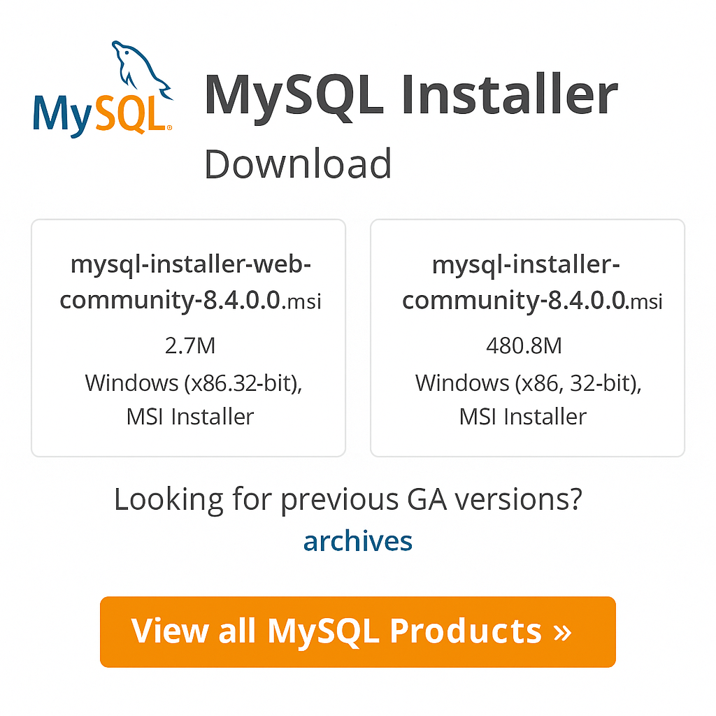 MySQL Installer download page