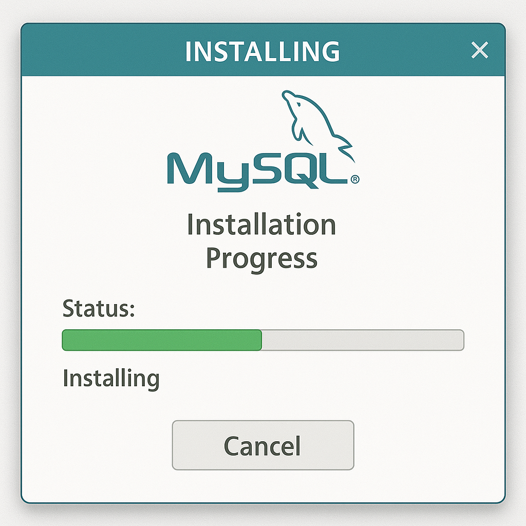MySQL installation progress screen