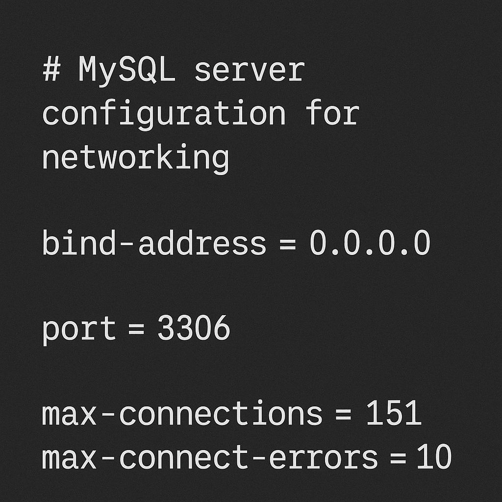 MySQL server configuration for networking
