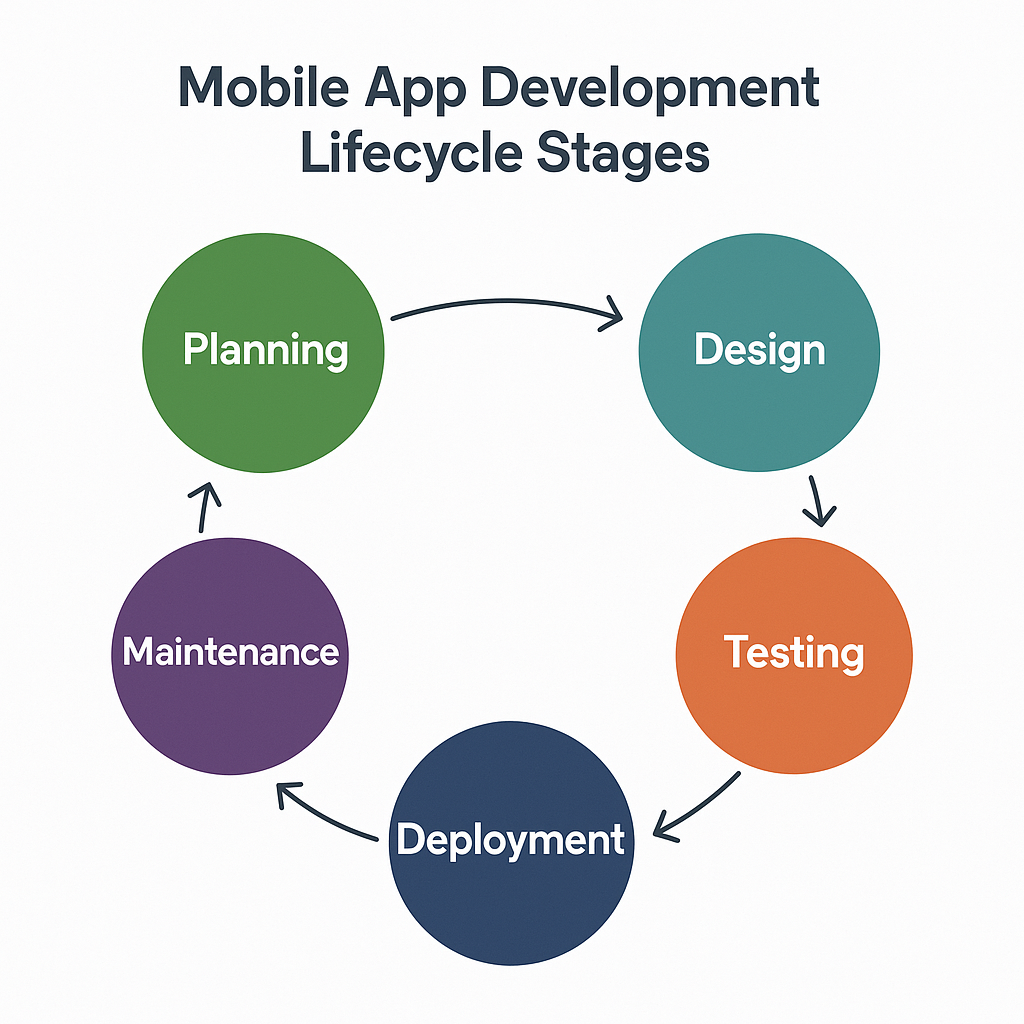 Mobile App Development Lifecycle Stages Diagram