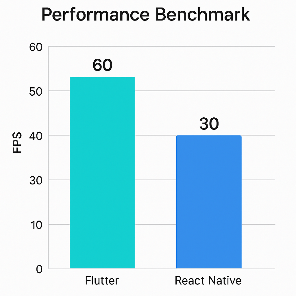 Performance Benchmark Chart showing FPS in Flutter vs React Native