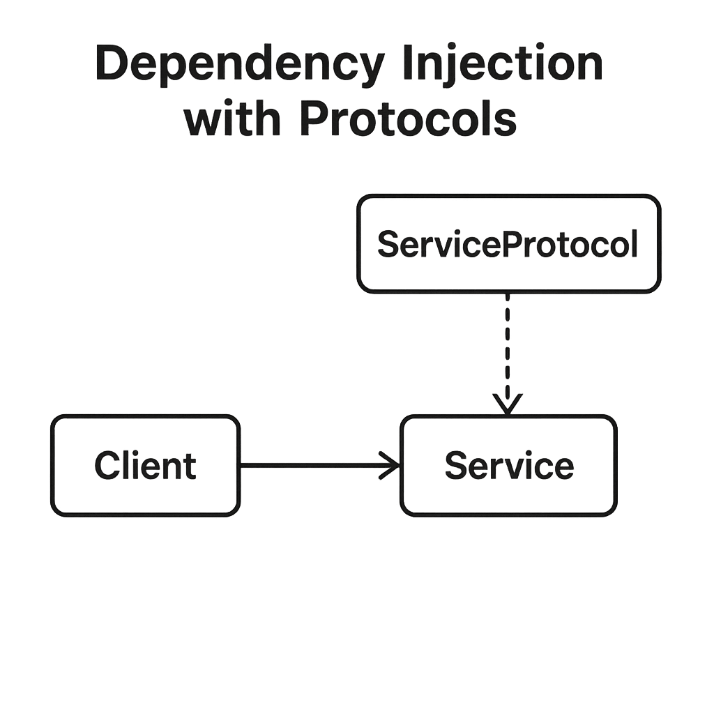 Diagram illustrating Dependency Injection with protocols